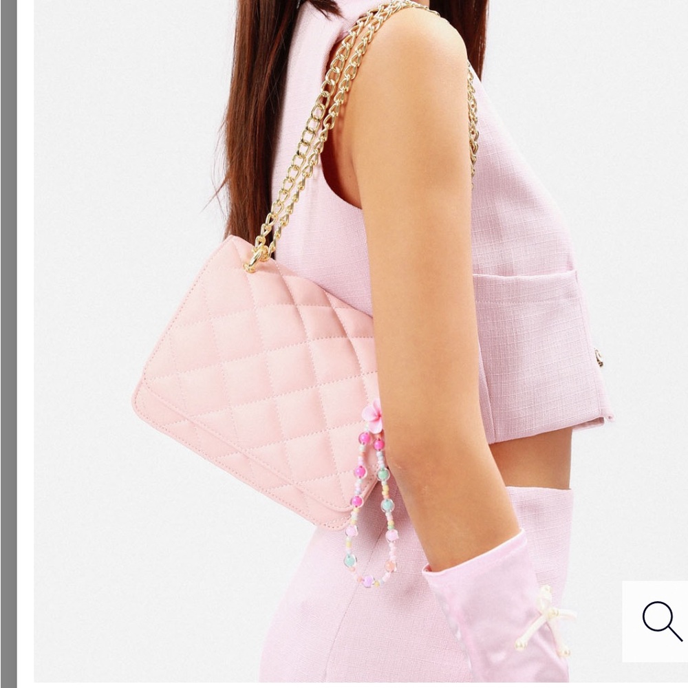 Women’s Pink Quilted Chain Cross Body Bag
